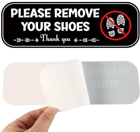 PEUTIER 2stk Schild mit Aufschrift Please Remove Your Shoe, 7,6x22,8cm Tbitte Schuhe Ausziehen Schild Bitte Schuhe Ausziehen Schild Aufkleber für die Haustür von Haus Büro und Anderen Orten