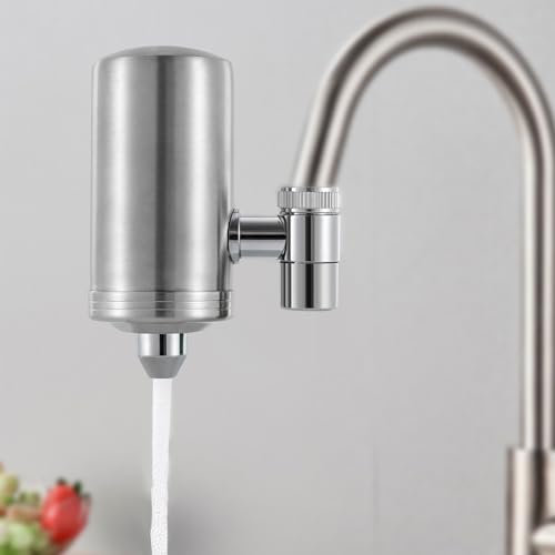 DSYOGX Rubinetto in acciaio inox, di filtraggio dell'acqua, filtro per acqua, filtro per acqua potabile, filtro per cucina, bagni, camper, argento
