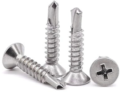 160 Stück 4.2 x 16 mm Blech Selbstschneidende Schrauben, 410 Edelstahl Blechschrauben Hochfeste Phillips Senkkopf Flachkopf, Selbstbohrende