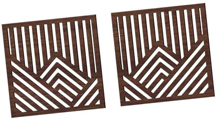 MagiDeal 2 Stück geometrische Holz Wandkunst Boho abstrakte Wanddekoration Holz abstrakte Wandpaneele für Schlafzimmer Home Office Dekoration, Walnussfarbe