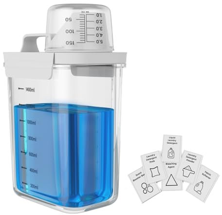 Anhow Dosificador Detergente Lavadora, Dispensador Detergente Lavadora, Dosificador de Lavado para Detergentes Líquidos Sin BPA Organizador Lavanderia - Transparente, 1400ml