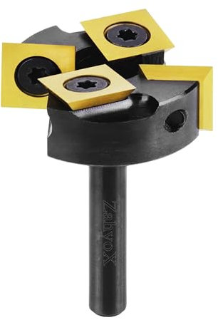 ZahyoX CNC Spoilboard Surface Router Bit, 1/10.2 cm Shank, 4 Wings, 1-3/20.3 cm Cutting Diameter, TiN Coated Insert Carbide Slab Flattening Router Bit, Hobelbit Wood Hobel Bit for Woodworking