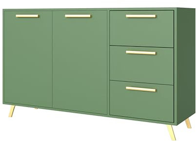 Albello Kommode Blame Schlafzimmer Kommode mit Schubladen Modernes Sideboard Kommode Holz Kommode Wohnzimmer Kommode Grun 140cm x 41cm x 86cm