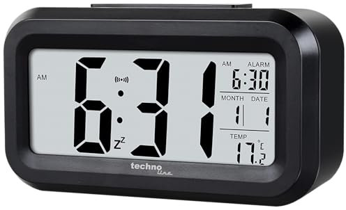 Techno Line WT400 - Reloj Despertador Digital de Cuarzo con luz Nocturna y indicador de Temperatura