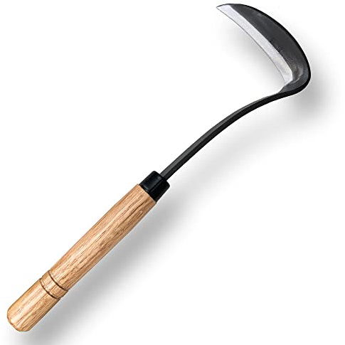 SHANFEEK Grass Hoe Japanese Weeding Tools for Garden Hand Tool Weed Removal Tool High Toughness Carbon Steel With Hard Solid Wood Handle (Grey)