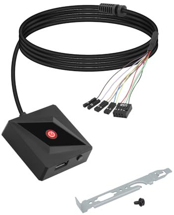 GELRHONR Desktop Computer Power Switch, External Remote Start PC Motherboard Power On Off Switch Button with USB2.0 & LED Light, Desktop On Off Control Adapter for Motherboard Boot