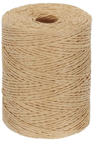 PATIKIL Filo Rafia Cotone Naturale 328 Iarde, Nastro Carta Rafia All'Uncinetto per Cappello da Sole Fai da Te Borsa da Spiaggia Uncinetto Avvolgimento Filati Maglia, Colore Caffè