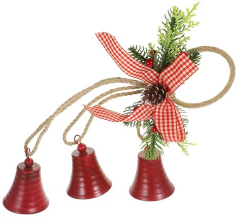 Cabilock Weihnachtsglocken- Aus Rustikalem Metall Weihnachtsbaum- Rotes Glockenspiel Türhänger Weihnachtsglocke Hängendes Ornament