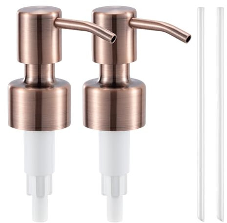 Navaris 2er Set Seifenspender Aufsatz aus Edelstahl - 2er Pack Seifenspender Pumpkopf - Seifenspender Ersatzpumpe Set - 2x Soap Dispenser - Kupferfarben matt