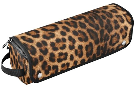 FRODOTGV Bolsa de viaje para herramientas para el cabello, funda de viaje plegable con piel de leopardo para mujer, estuche de viaje grande para alisadores de pelo, para plancha, herramientas
