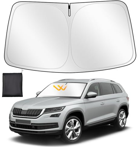 ZATOOTO Parasol para Skoda Kodiaq 2017-2024, Parasol Coche Delantero Plegable, Grueso y Reflectante de Poliéster Bloquea los Rayos UV y Mantiene el Coche Más Fresco
