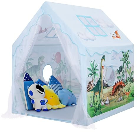 decalsweet Kinderzelt Indoor Spielhaus für Jungen Mädchen, Kinderspielhaus Große mit Fenstern & Tragetasche, Spielzelt Kinder Indoor und Outdoor für Kinderzimmer Spielzimmer Garten, Dinosaurier