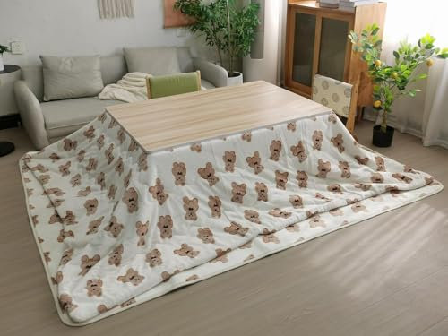 Kotatsu-Heizung, Futon-Kaffee-Teetisch, 4-teiliges Kotatsu-Tischset mit Decke und Heizung, Niedrige Tischheizung für Erkerfenster, Niedriger Tisch aus Massivholz, Fußwärmer-Couchtisch im Wohnzimmer (F