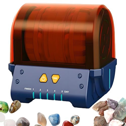Professional Rock Tumbler Kit, Electric Jewelry Polishing Machine with Partition Cover & Glue Polishing Barrel, Hide Rolling Wheel, for DIY Crystals and Gemstones