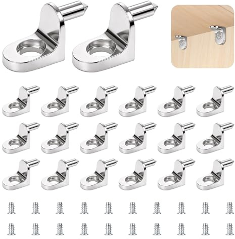 NUTKIT 20 Stück Bodenträger,5mm Regalbodenträger L Form, Metall Regalträger | für Einlegeböden, Winkelbodenträger mit Schraube, Sicherheits Regalhalter Einlegeboden Halter für Möbel Schrank＆Bücherregal