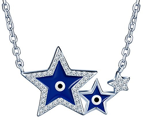 Yumilok 925 Sterling Silber Zirkonia 3 Sterne Sternchen Anhänger Mädchen Halskette Kette mit Anhänger