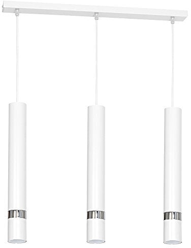 Licht-Erlebnisse Hängelampe Pendelleuchte Weiß Silber Grau 3-flammig GU10 25W modernes Design Zylinder Esstisch Wohnzimmer