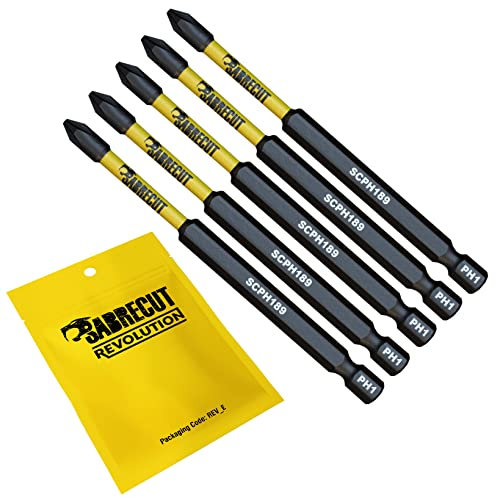 5 x SabreCut SCPH189_5 89mm PH1 Magnetic Impact Screwdriver Driver Bits Set Phillips Heavy Duty