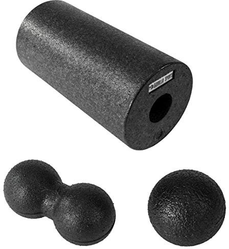 GORILLA SPORTS® Faszien Set - inkl. Faszienrolle, Faszienball und Duoball, 3er Set, Schaumstoff, Schwarz - Faszienset, Massage Set, Massageball, Faszien Training, Schaumstoffrolle