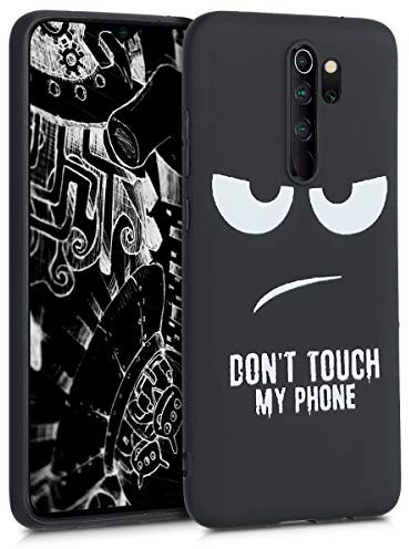 kwmobile Hülle kompatibel mit Xiaomi Redmi Note 8 Pro - Handyhülle Silikon Case - Don't Touch My Phone Weiß Schwarz