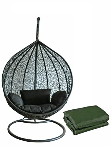 dirty pro tools™ Black Colour Rattan Swing Egg Chair Outdoor Garden Patio Hanging Wicker Weave Furniture