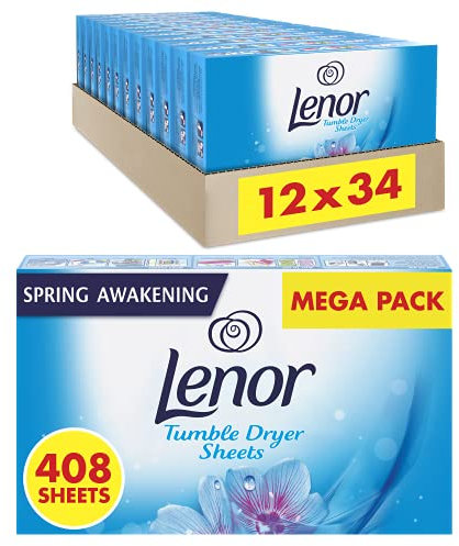 Lenor Tumble Dryer Sheets, 408 Sheets (34 x 12), Spring Awakening, Long lasting Freshness When Tumble Drying