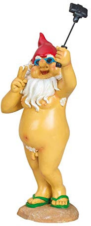 Geschenkestadl Nackter Zwerg Selfie FKK Gartenzwerg H 36 cm