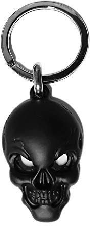 NN Porte-clés crâne porte-bonheur en métal avec anneau plat, robuste et original., Tête de mort, M