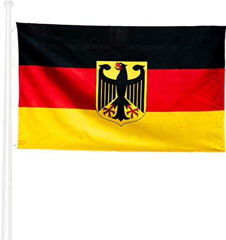 KliKil Bandiera Germania con aquila 90x150 cm - Tessuto da esterno resistente alle intemperie 150x90 cm con 2 occhielli metallici. Germany Flag giardino decorazioni