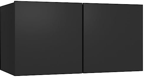 vidaXL - Black Hanging TV Cabinet, Wall-Mounted, Modern Design, Ample Storage Space, Easy Assembly, Engineered Wood, 60x30x30 cm.