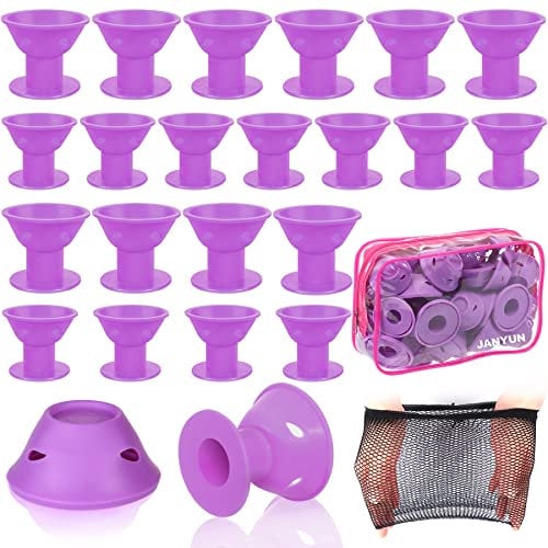 40 Stück Silikon Lockenwickler über Nacht Groß Magie Lockenwickler Haar Lockenwickler ohne Hitze Hair Curler für Lange Kurze Haare (Purple)