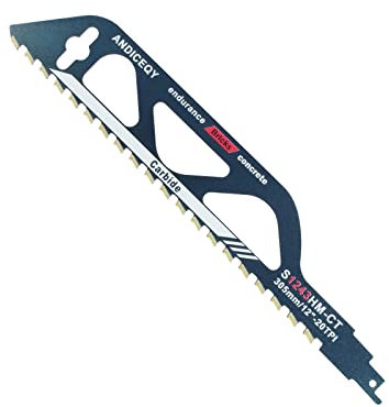 12-Inch Reciprocating Saw Blade-Demolition Masonry Wood Cutting Sawzall Pruning Blades Hard Alloy Saw Blades for Cutting Brick, Porous Concrete (305mm/12)