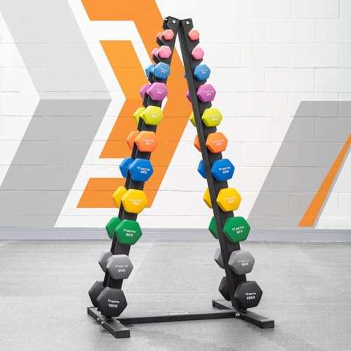 METIS Dumbbell Tree Rack [3 Sizes] - 3 Tier, 6 Tier & 11 Tier Dumbbell Stand Options | Rack Only or Chrome/Neoprene/Hex Dumbbell Sets Included | Dumbbell Rack (11 Tier, Rack + 11x Neoprene)