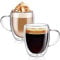 Doppelwandige Kaffeetassen aus Glas, isolierte Latte-Gläser, Tasse, Teetassen mit Griffen, hitzebeständig, Cappuccino-Espressotasse (Transparent, 2x350ml)