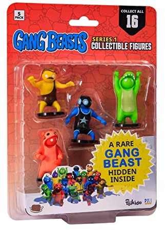 Toikido P.M.I. Gang Beasts Collectible Figures - 5 Pack -Including 1 Rare Hidden Character (S1) (Random) (GB2040)