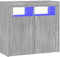 vidaXL Sideboard mit LED-Beleuchtung Schrank Anrichte Beistellschrank Kommode Mehrzweckschrank Standschrank Grau Sonoma 80x35x75cm