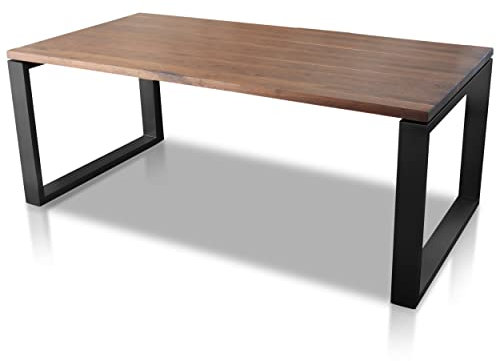 VEIKIN DESIGN Esstisch London Black Nussbaum amerikanisch massiv 160 x 90 cm, Designer Tisch Massivholz mit massiv Stahl Tischgestell schwarz matt pulverbeschichtet, Premium Esszimmertisch!