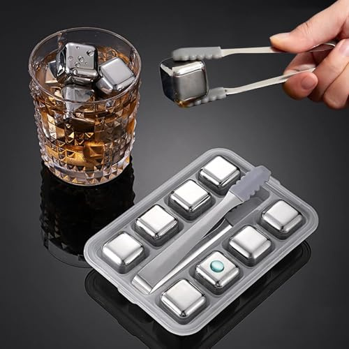 8 Cubitos Hielo Reutilizables, Cubitos de Hielo+Clip De Silicona+Cajas