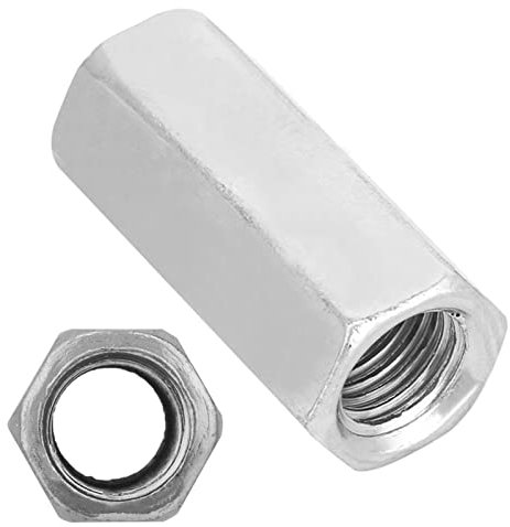 HERCHR Grobe Überwurfmuttern, M16 x 50 x 22 mm Länge Metrische Sechskant-Überwurfmutter 304 Edelstahl Stangen-Überwurfmuttern, 2St