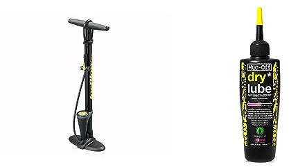 Topeak JoeBlow Max II Floor Pump, Black & Muc-Off Dry Lube 120ml chain oil (Packaging may vary)