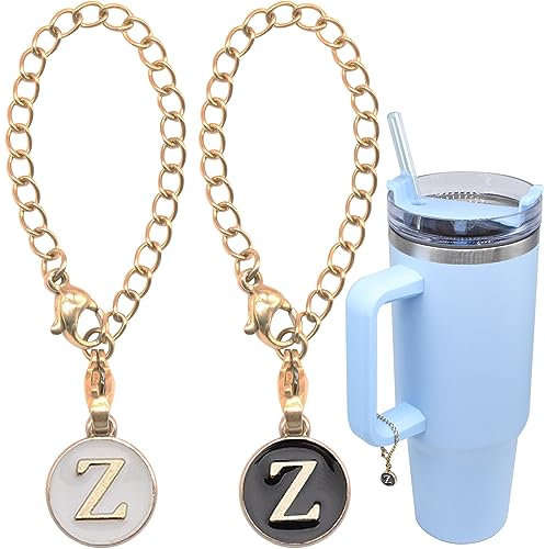 CAIKEZI AnnabelZ Letter Charm Accessories For Stanley Cup,2PCS ID Initial Letter Charm Personalized For Stanley Tumbler Cup Identification Handle Letter Charms