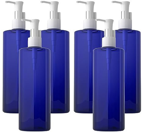 BPZXL 6 pièces 500ml Bleu flacons vides en Plastique, Flacon Vide Pompe Cosmétique Bouteilles pour Savon Gel Huile Essentielle Lotion Cosmétique