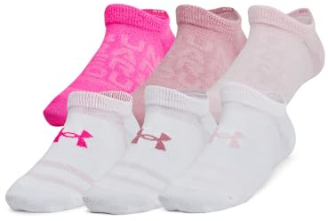 Under Armour Unisex-Kinder Youth Essential No Show 6 Pack Socke, (652) Rebel Pink/Rebel Pink/Weiß, X-Small (12er Pack)