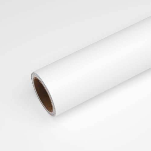 VEELIKE Papel Pintado Blanco Grueso Papel Adhesivo para Muebles Blanco Mate Papel de Pared Decorativo Salon Papel Autoadhesivo Pared Cocina Lavable Papel Tapiz Habitación Armario Baño 40cm x 300cm
