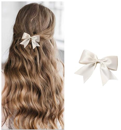 Dervivea Pince À Cheveux Noeud Blanc Barrette Petit Ruban Papillon Pince Crocodile Headwear En Satin Accessoires De Cheveux Décoratifs Pour Femmes Et Filles Coiffure