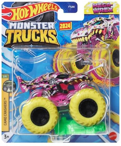 Hot Wheels Monster Trucks 2024 Maßstab 1:64 (Mega Wrex 2/4 Camo Crashers)