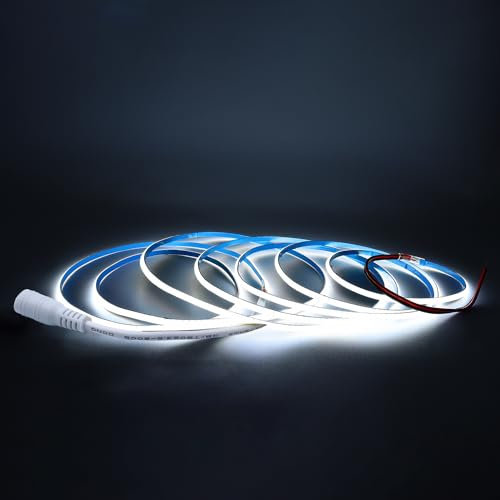 COB LED Strip 24V kaltweiß 6000K 2m, Arote COB LED Streifen LED Band 3mm Breite Dimmbar Hohe Dichte Licht DIY 384LEDs/m ohne Netzteil IP20 für Schlafzimmer Küche Home Innendekoration