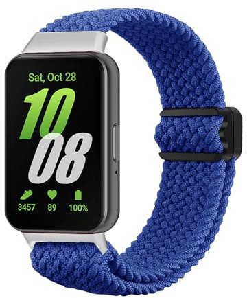 SMYAOSI Nylon Bracelet pour Samsung Galaxy Fit 3 SM-R390, Réglable Sport Elastique Nylon Magnétiques Tressé Remplacement Bracelets pour Galaxy Fit 3 SM-R390 (Bleu)