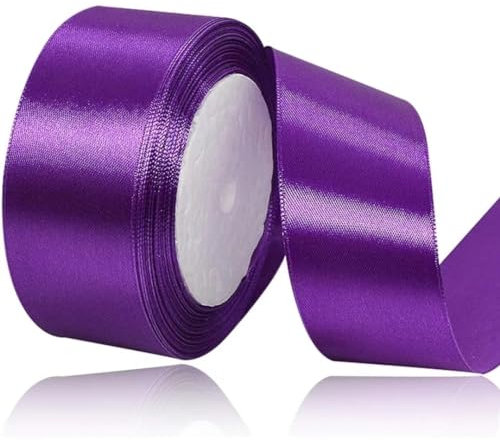 Geschenkband Lila 40 mm Breit,23 Meter Satinbänder Lila Stoff Schleifenband Kunsthandwerk, Kränze, Hochzeitsdekoration, Weihnachten, Haarbögen, Blumensträuße, Geburtstag und Geschenkverpackung