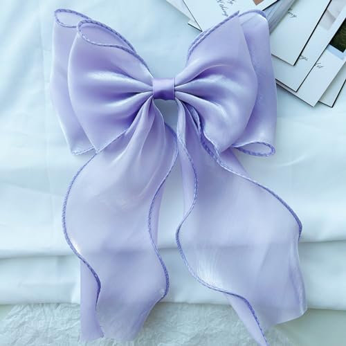 Uoocg Fermaglio per capelli da donna in seta con grande fiocco francese, per donne e ragazze (viola)